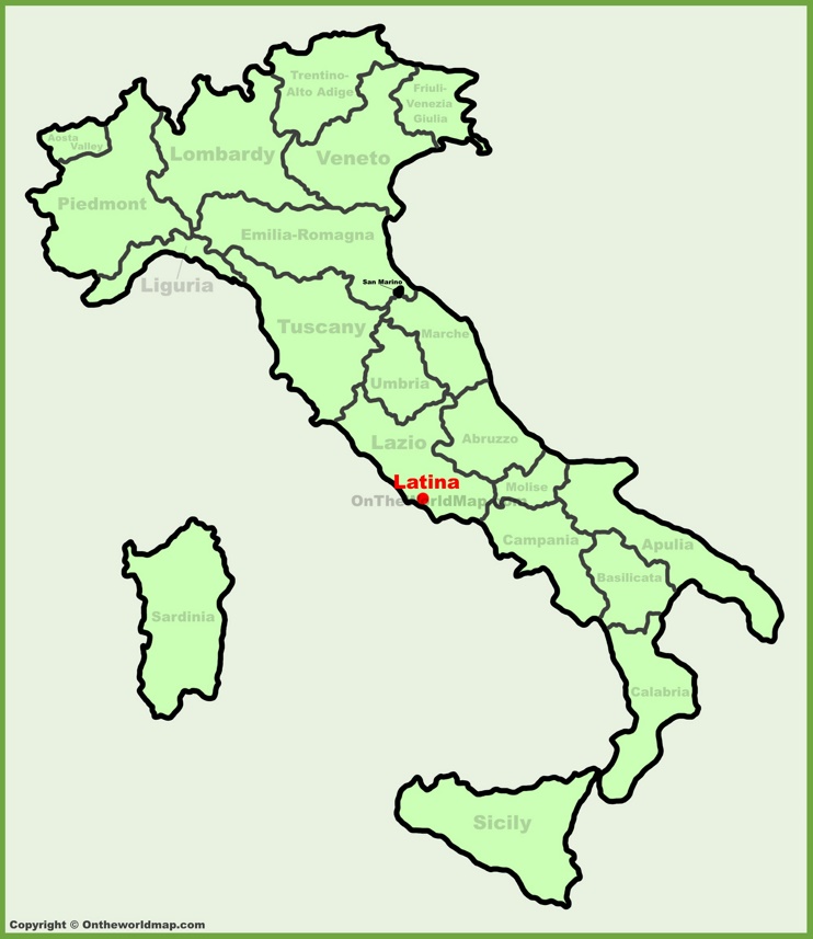 Latina sulla mappa dell'Italia