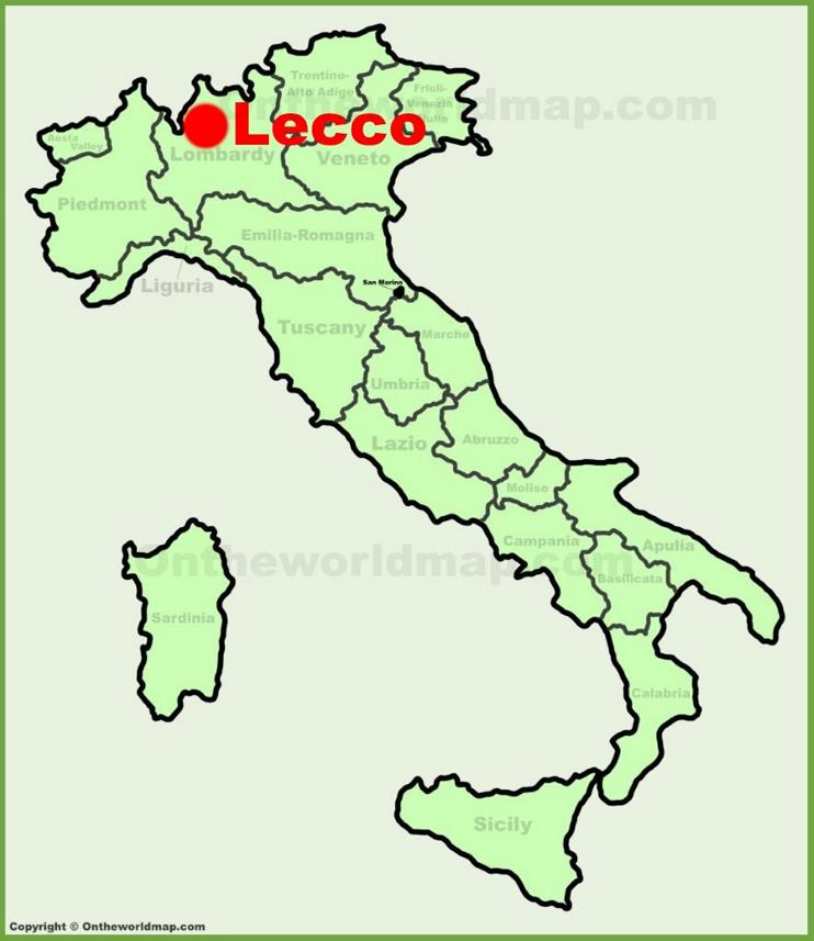 Lecco sulla mappa dell'Italia