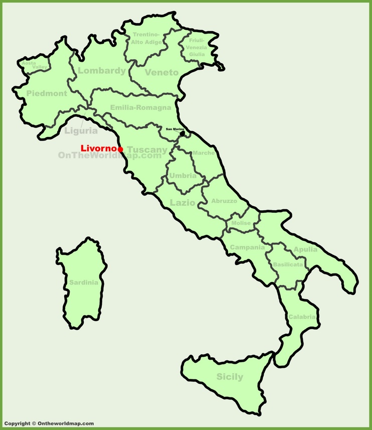 Livorno sulla mappa dell'Italia
