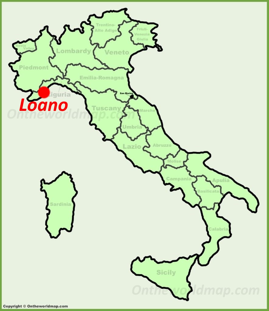 Loano sulla mappa dell'Italia