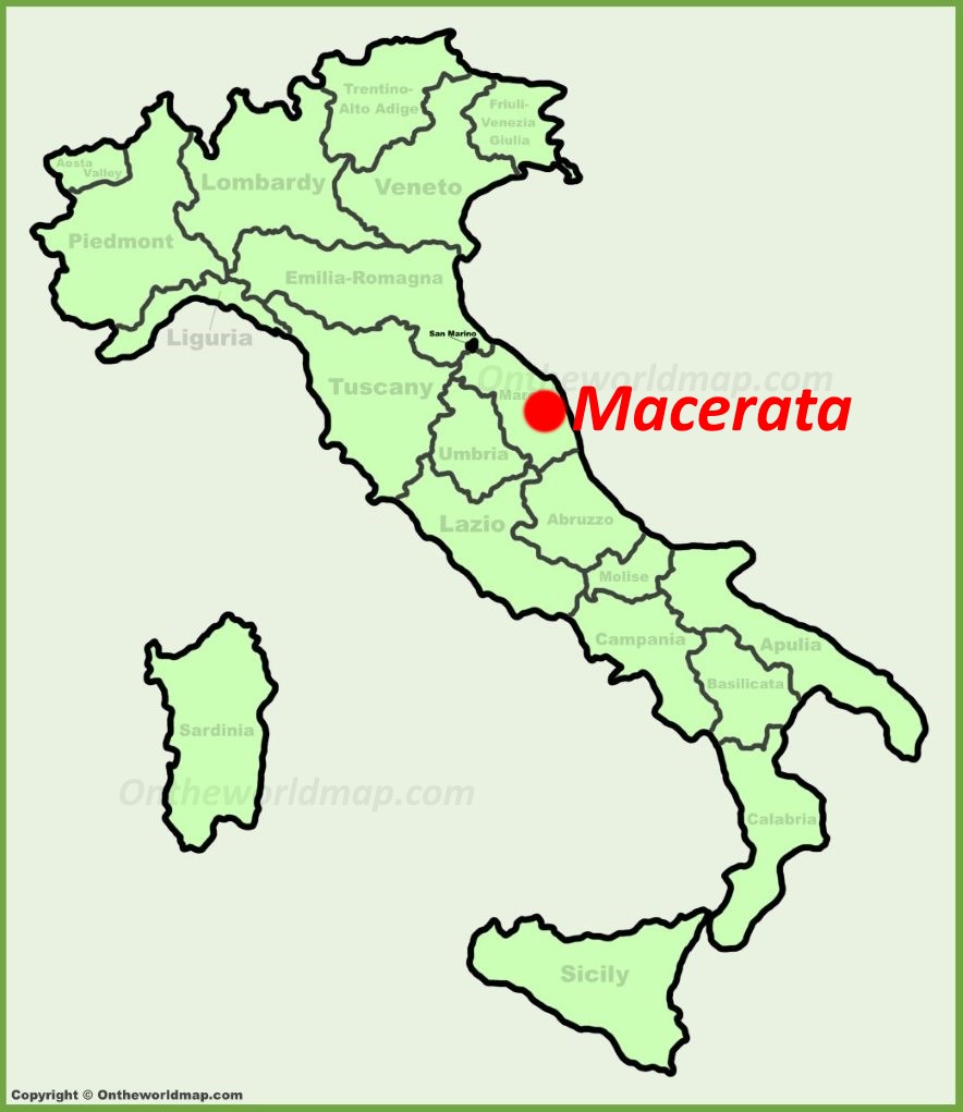 Macerata sulla mappa dell'Italia
