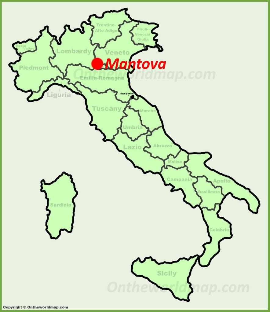 Mantova sulla mappa dell'Italia