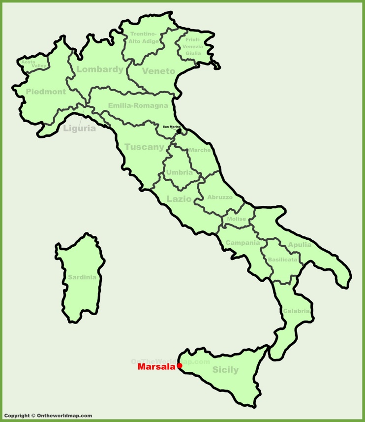 Marsala sulla mappa dell'Italia