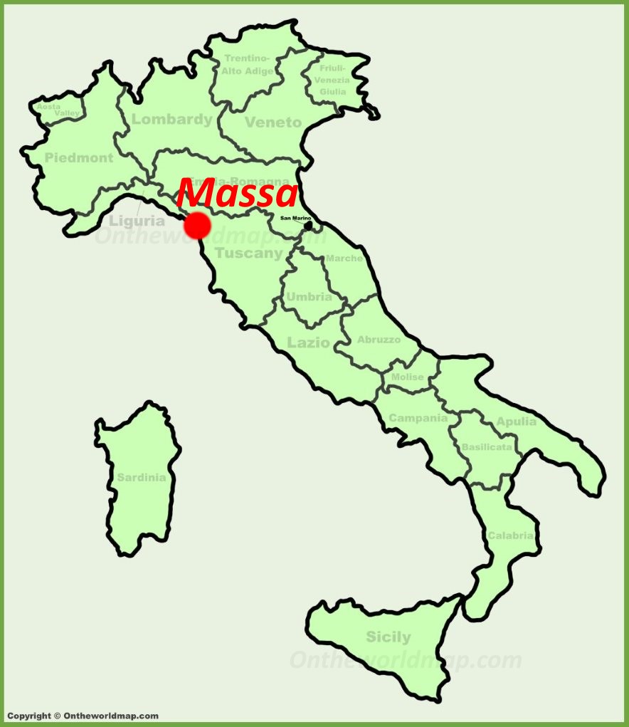 Massa sulla mappa dell'Italia