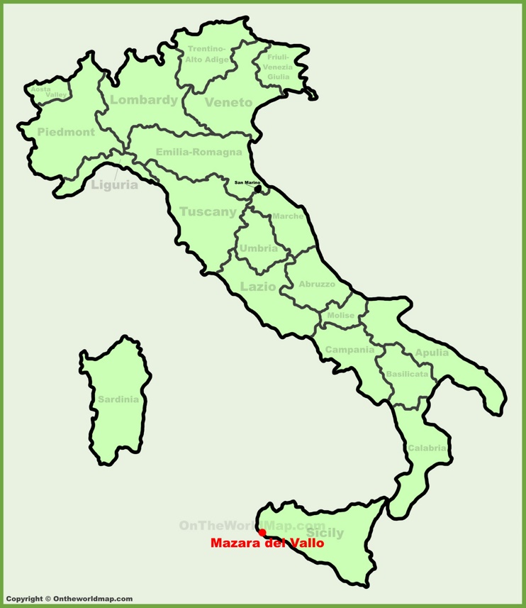 Mazara del Vallo sulla mappa dell'Italia