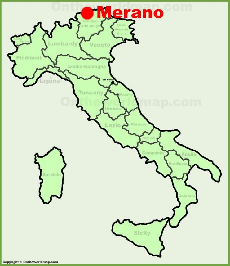 Merano sulla mappa dell'Italia