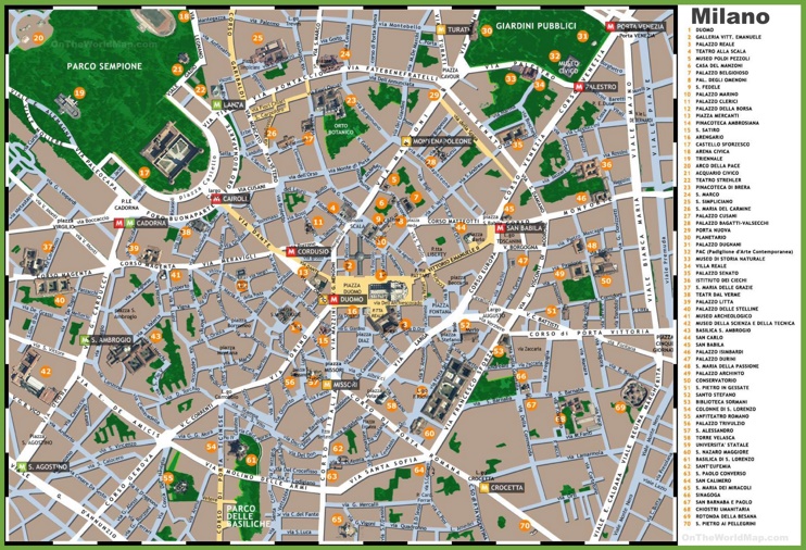 Milano - Mappa con punti di interesse