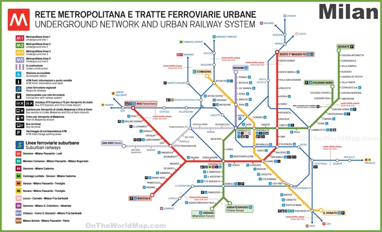 Milano - Mappa dei trasporti