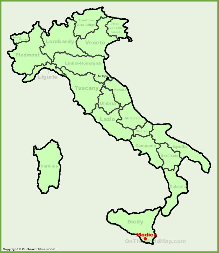 Modica sulla mappa dell'Italia