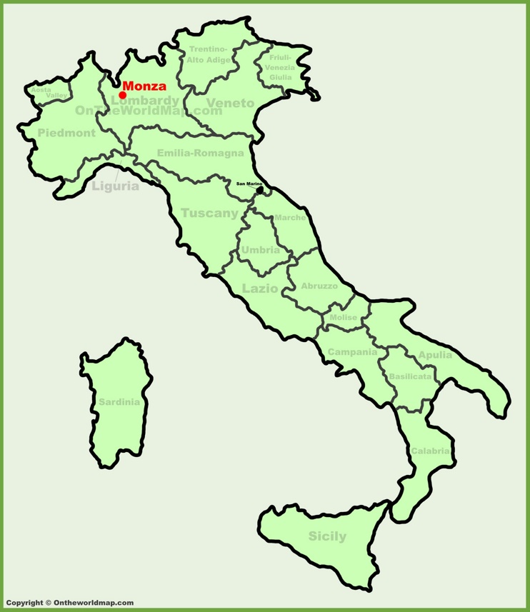 Monza sulla mappa dell'Italia