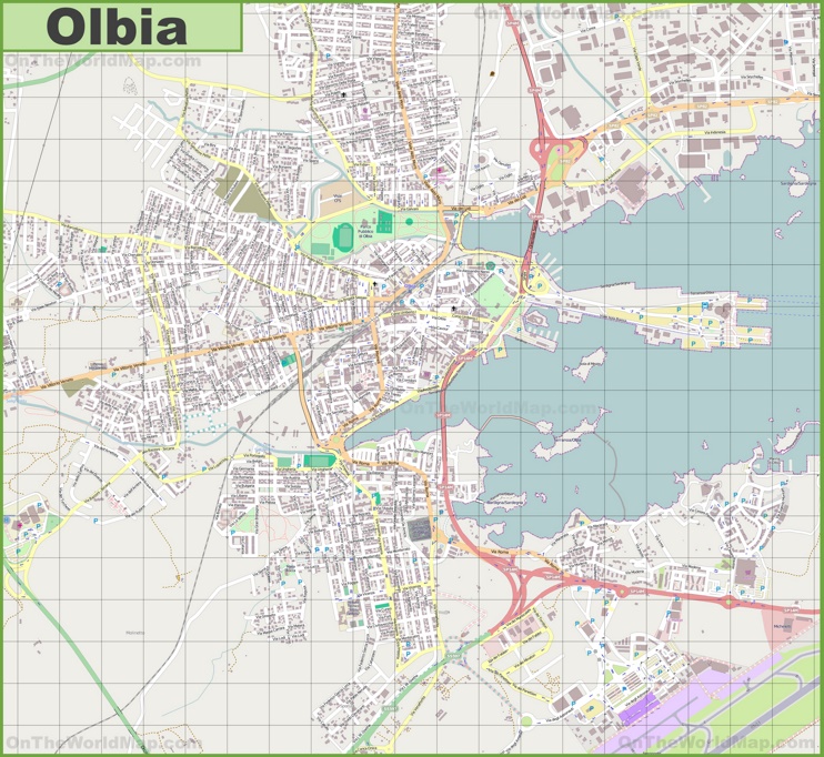 Grande mappa dettagliata di Olbia