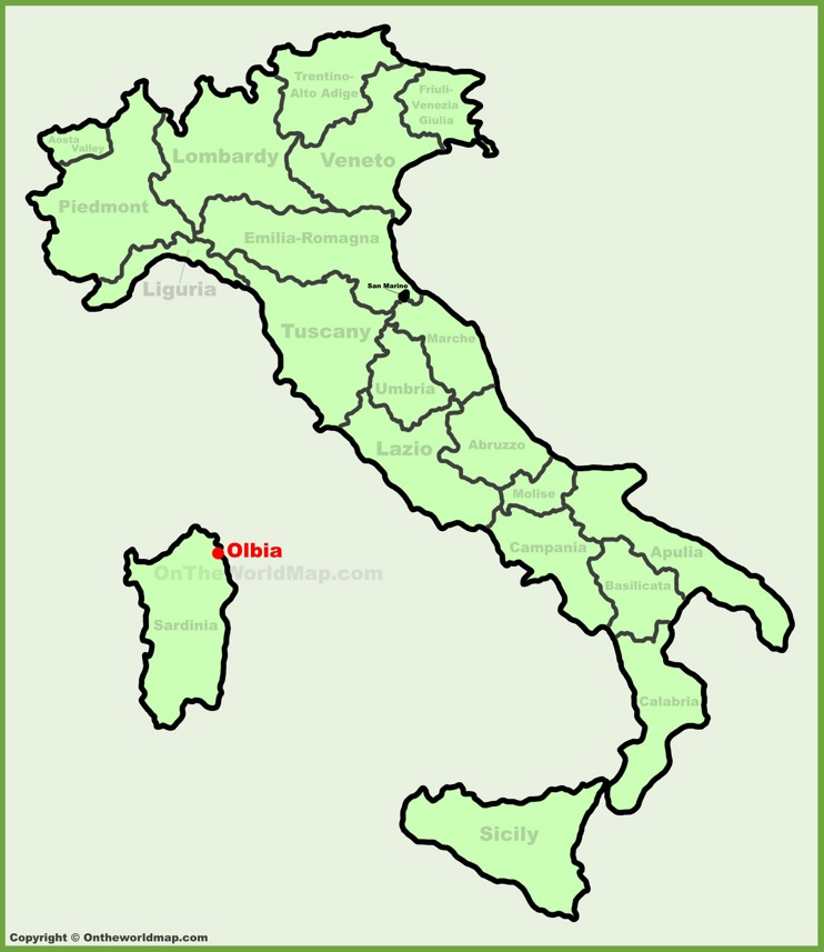 Olbia sulla mappa dell'Italia