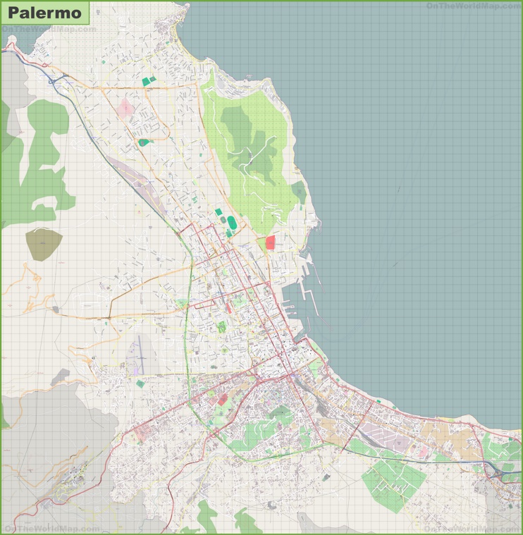 Grande mappa dettagliata di Palermo