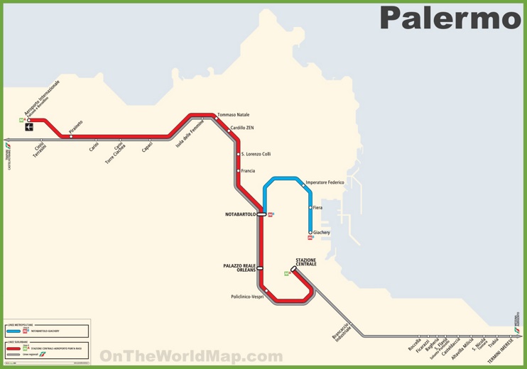 Palermo - Mappa della metropolitana