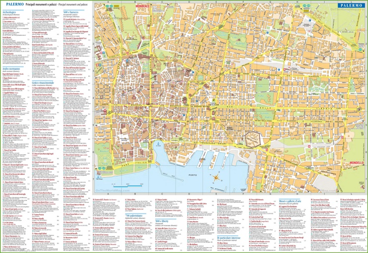 Palermo - Mappa delle attrazioni turistiche