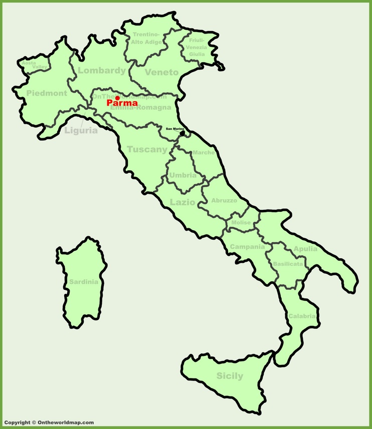 Parma sulla mappa dell'Italia