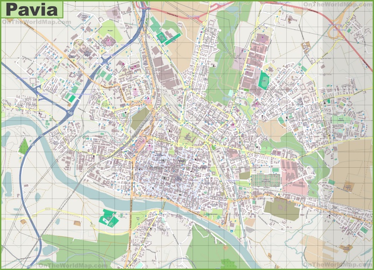 Grande mappa dettagliata di Pavia