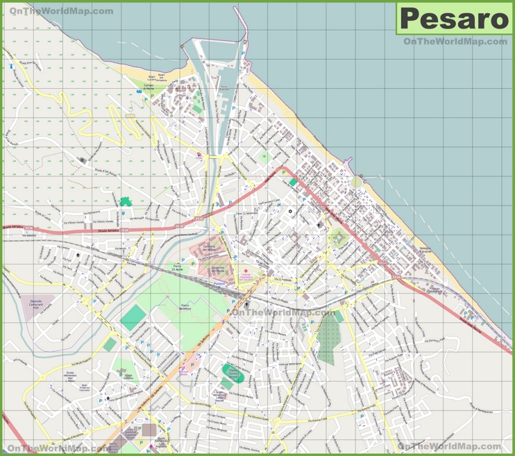 Grande mappa dettagliata di Pesaro