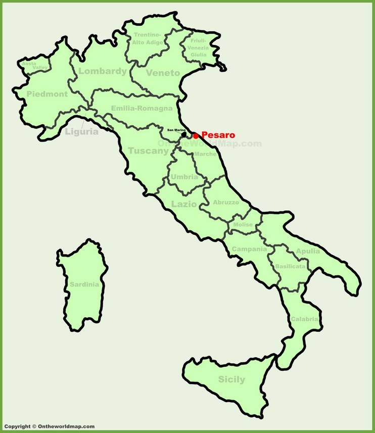 Pesaro sulla mappa dell'Italia