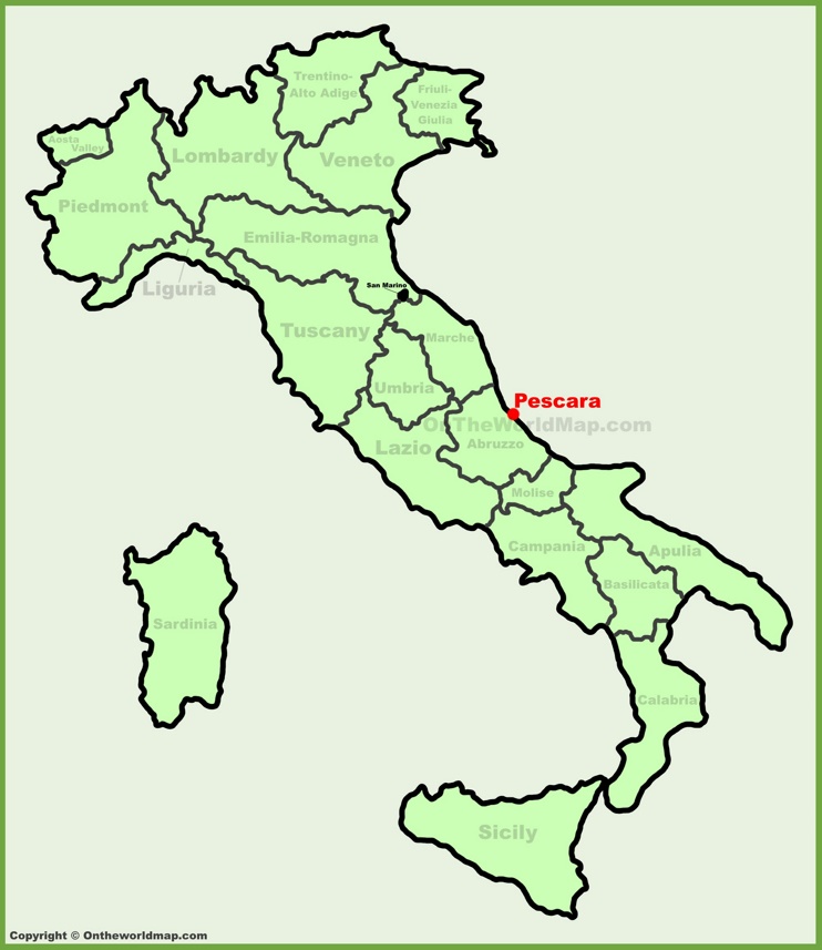 Pescara sulla mappa dell'Italia