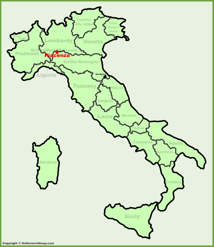 Piacenza sulla mappa dell'Italia