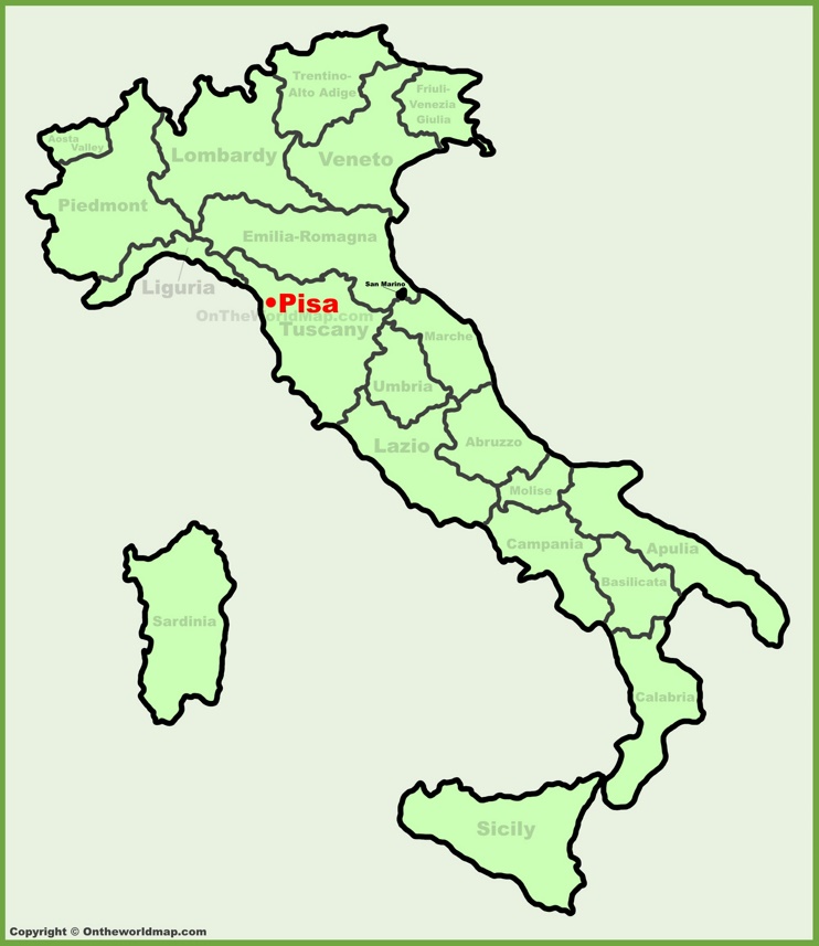 Pisa sulla mappa dell'Italia