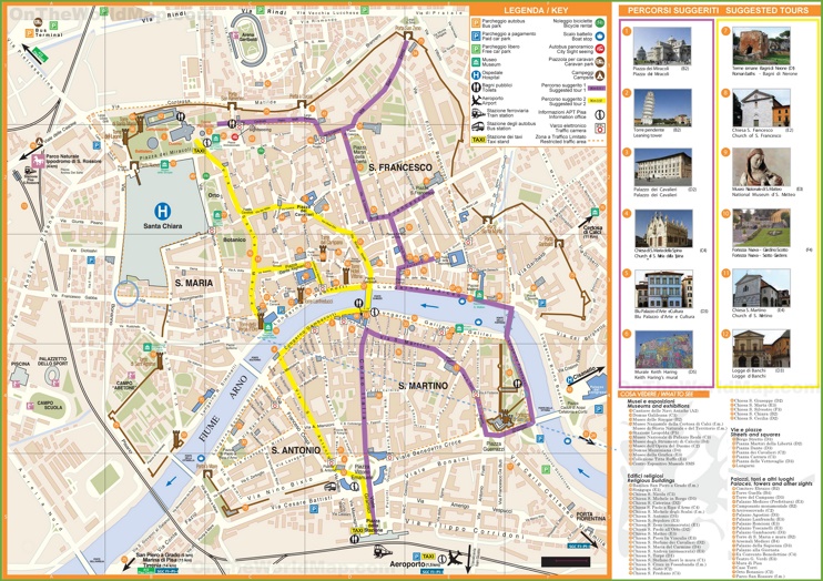 Pisa - Mappa delle attrazioni turistiche