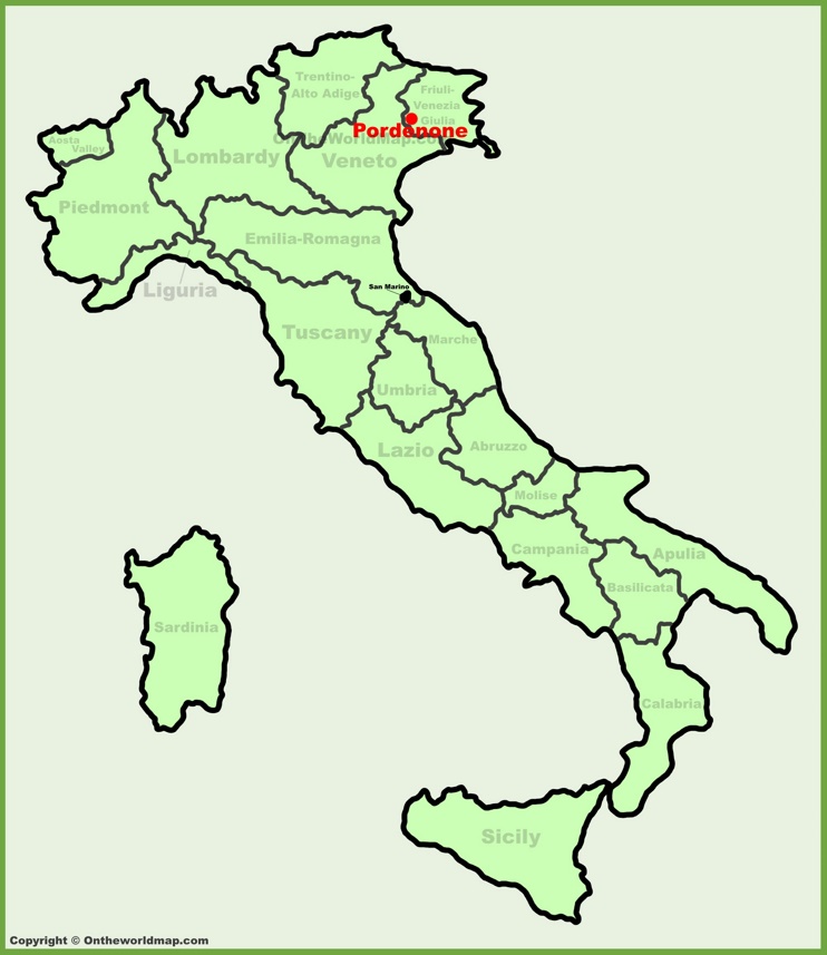 Pordenone sulla mappa dell'Italia