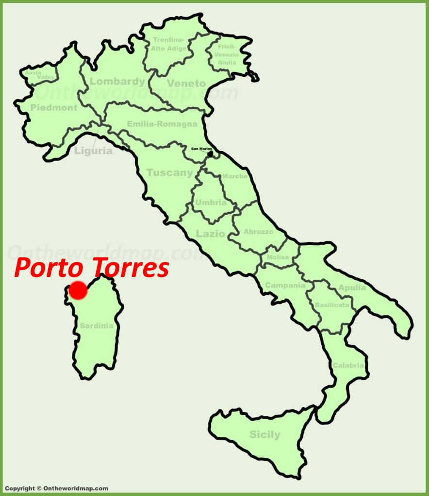 Porto Torres sulla mappa dell'Italia