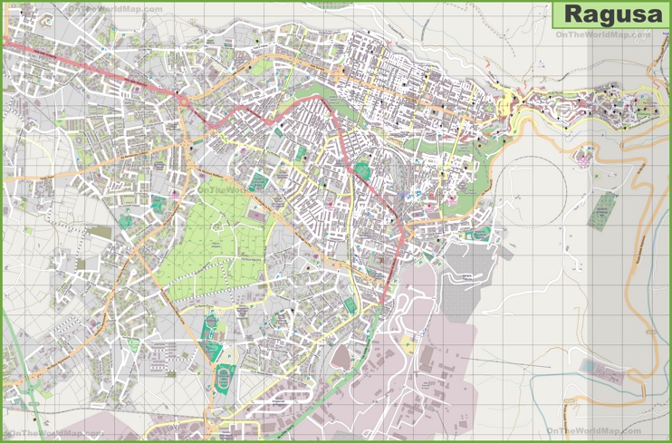 Grande mappa dettagliata di Ragusa