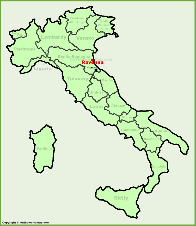 Ravenna sulla mappa dell'Italia