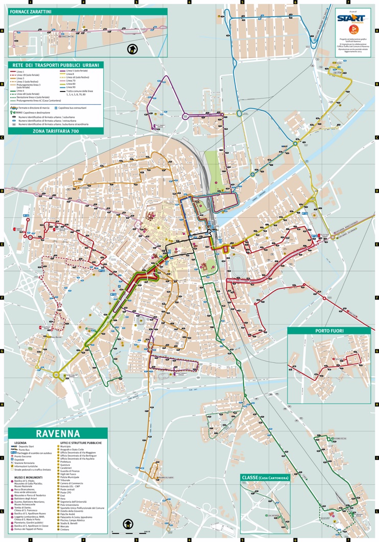 Ravenna - Mappa dei trasporti
