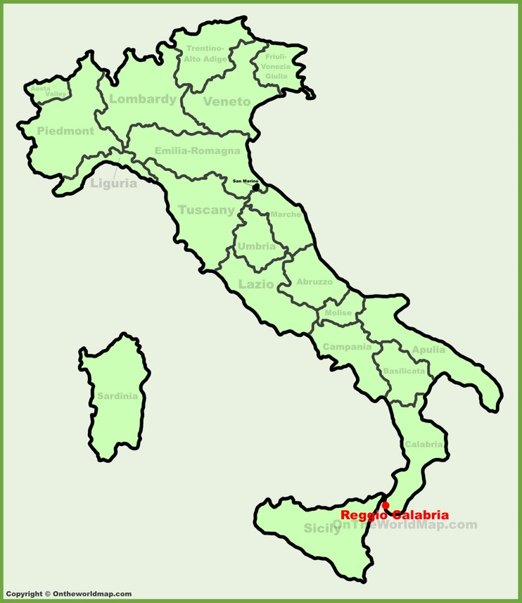 Reggio Calabria sulla mappa dell'Italia