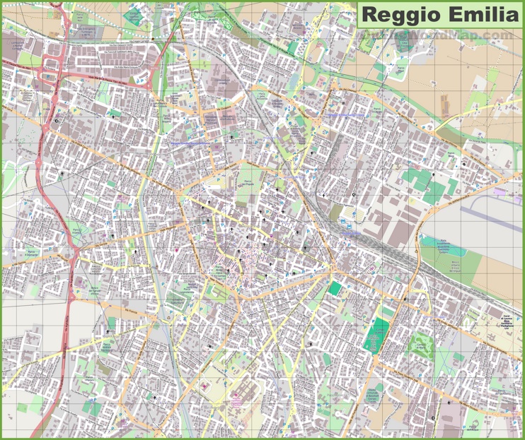 Grande mappa dettagliata di Reggio Emilia