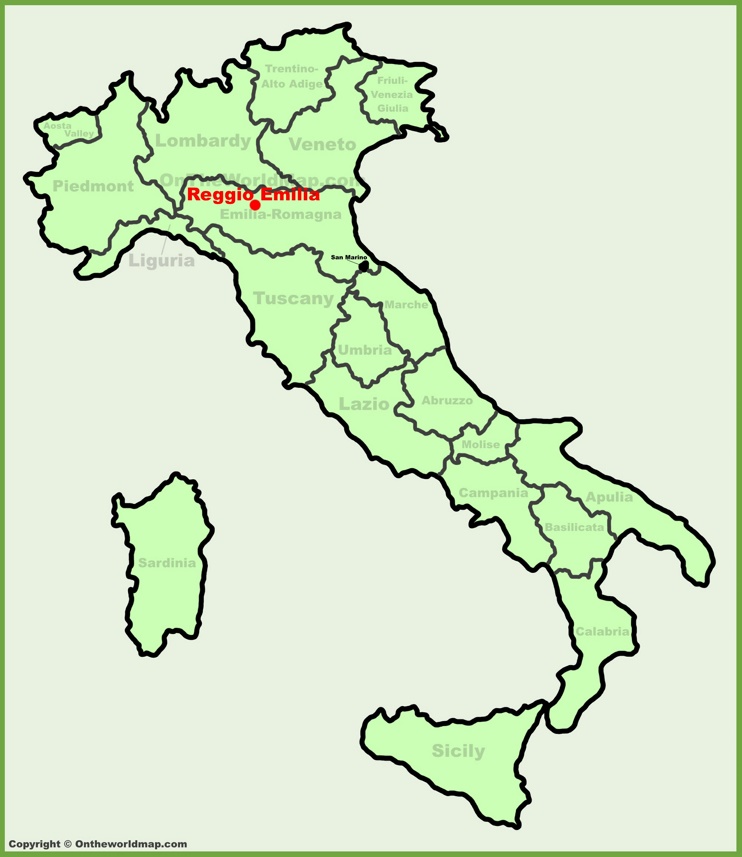 Reggio Emilia sulla mappa dell'Italia