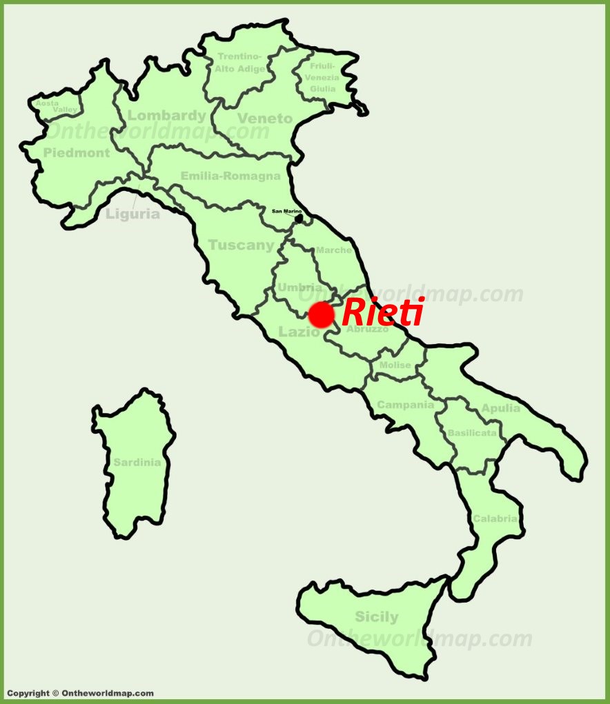 Rieti sulla mappa dell'Italia