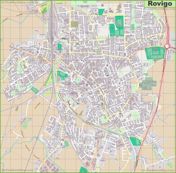 Grande mappa dettagliata di Rovigo