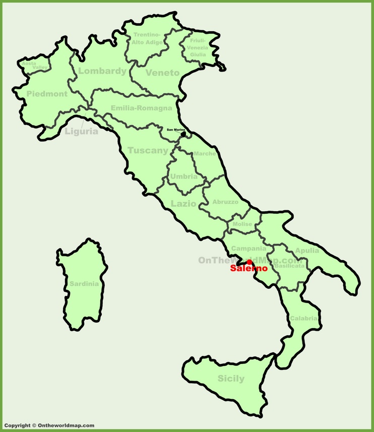 Salerno sulla mappa dell'Italia