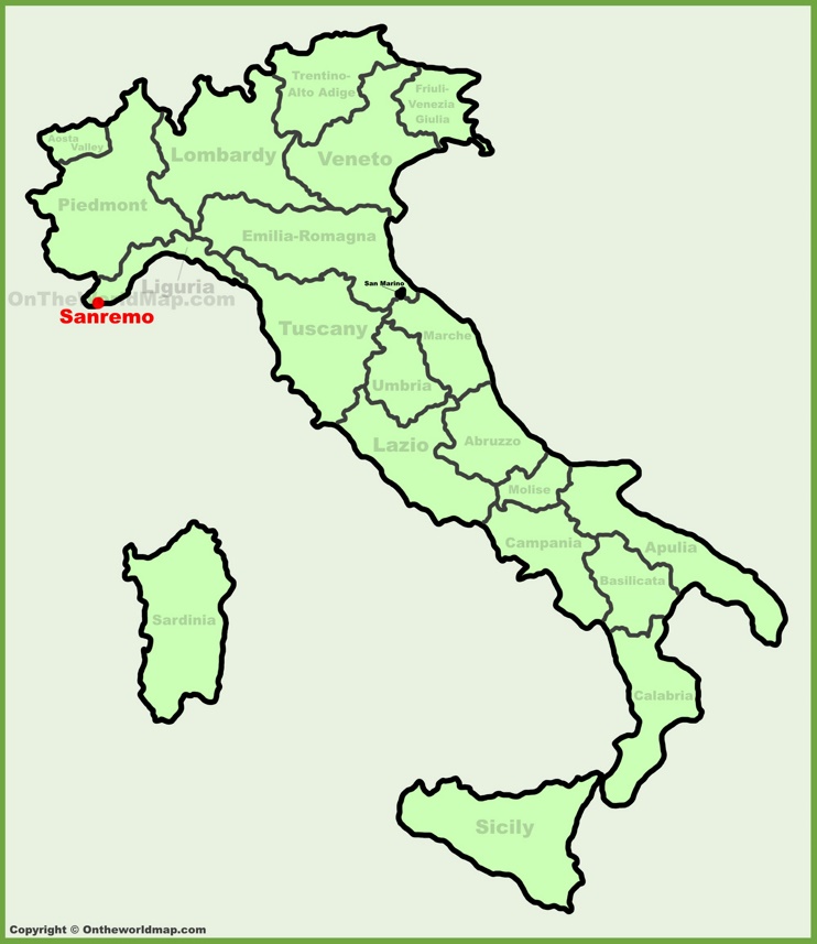 Sanremo sulla mappa dell'Italia