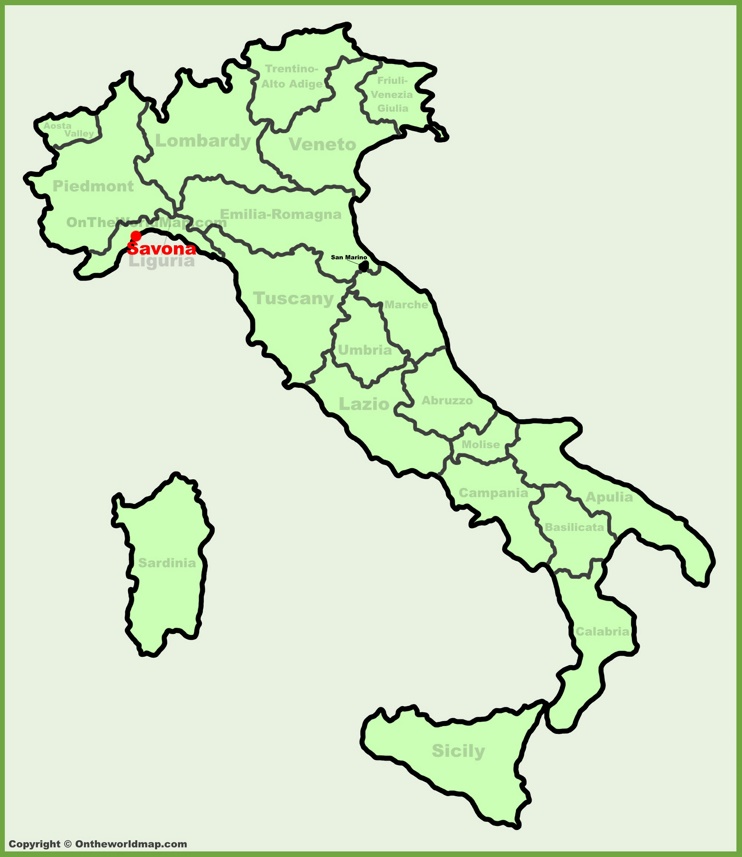 Savona sulla mappa dell'Italia