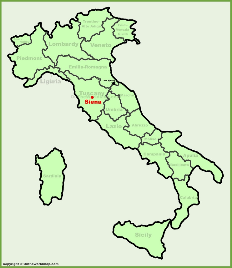 Siena sulla mappa dell'Italia