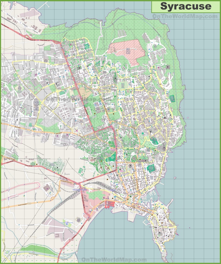 Grande mappa dettagliata di Siracusa