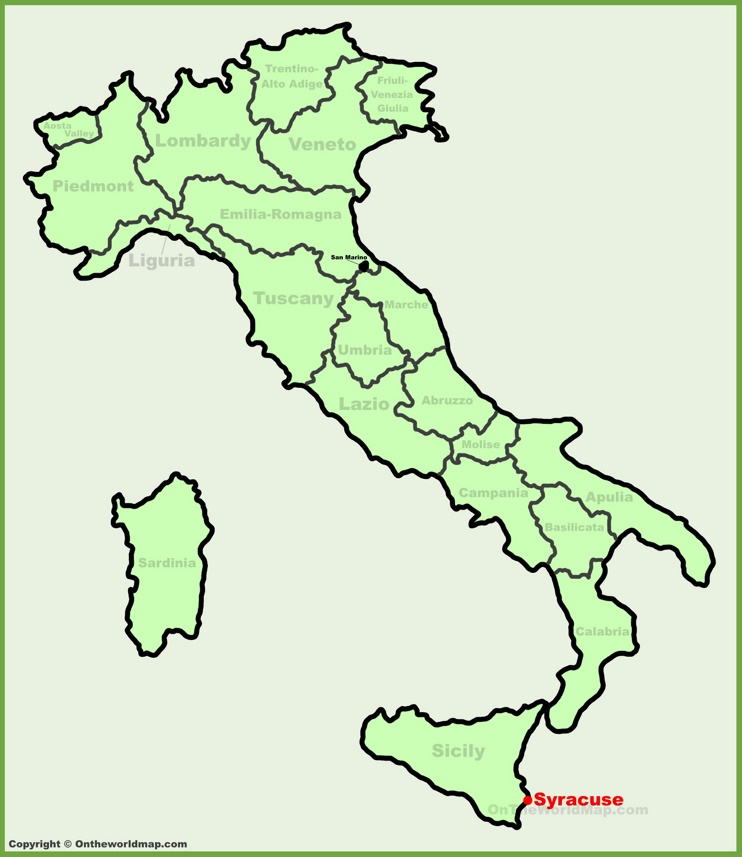 Siracusa sulla mappa dell'Italia