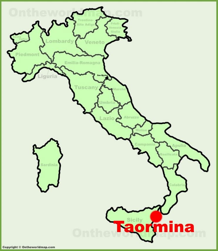 Taormina sulla mappa dell'Italia