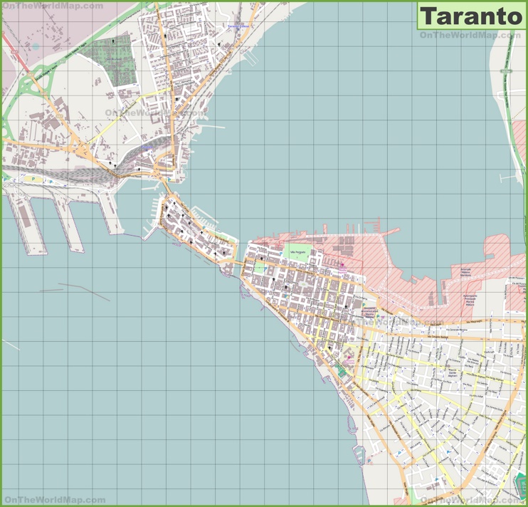 Grande mappa dettagliata di Taranto