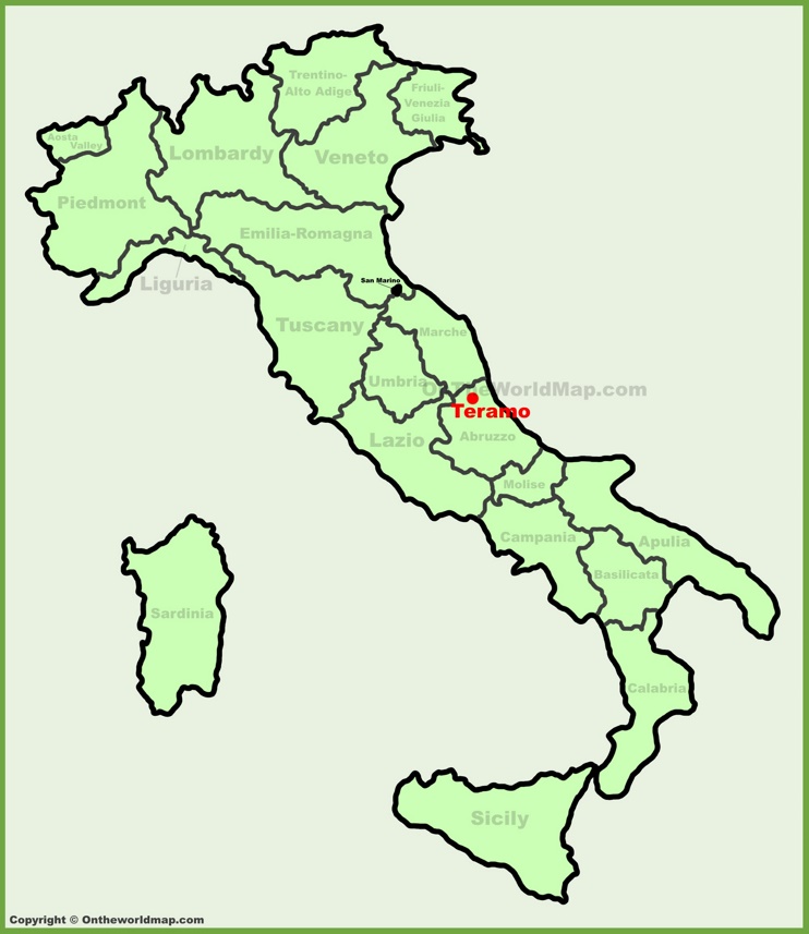 Teramo sulla mappa dell'Italia