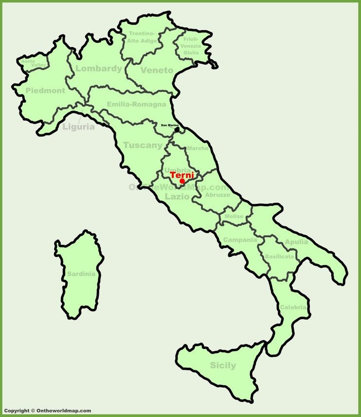 Terni sulla mappa dell'Italia