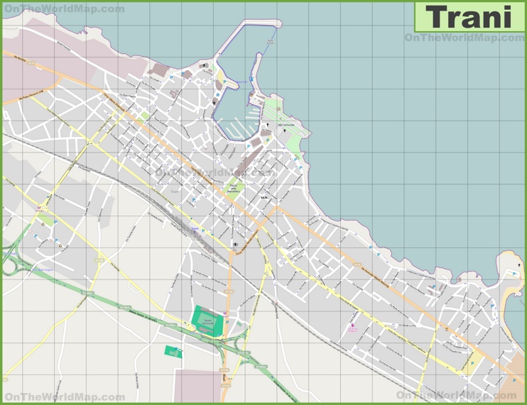 Grande mappa dettagliata di Trani