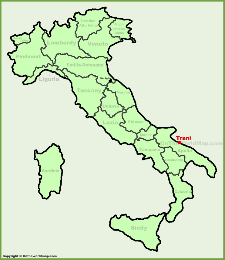 Trani sulla mappa dell'Italia
