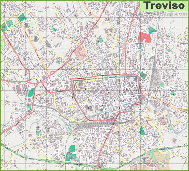 Grande mappa dettagliata di Treviso